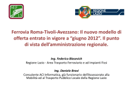 Ferrovia Roma-Tivoli-Avezzano: Il nuovo modello di - Dits-roma