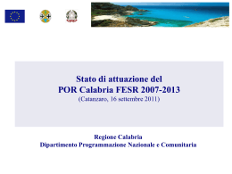 STATO DI ATTUAZIONE DEL POR Calabria FESR 2007/2013