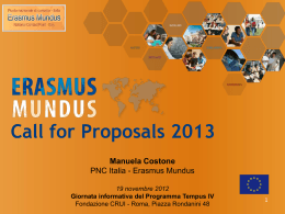 Erasmus Mundus Call for Proposal 2013