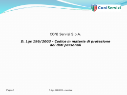 CONI Servizi S.p.A. - Presentazione privacy