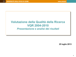 Risultati UniUd VQR 2004-2010
