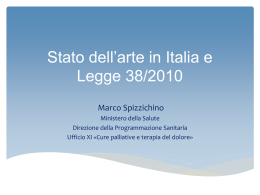 Legge 38/2010: lo sviluppo della rete per ospedale e territorio senza