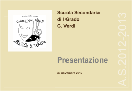 Scuola Secondaria di I Grado G. Verdi 30 novembre 2012