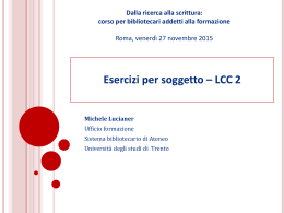 Roma. Preparazione soggetti LCC 2 - Università degli Studi di Trento