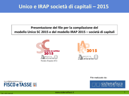 Unico e IRAP società di capitali – 2015
