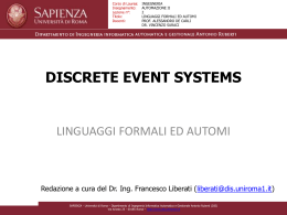linguaggi formali ed automi - Dipartimento di Informatica e Sistemistica