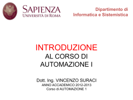 Lezione 01 - Dipartimento di Informatica e Sistemistica