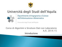 Presentazione del corso. - University of L`Aquila