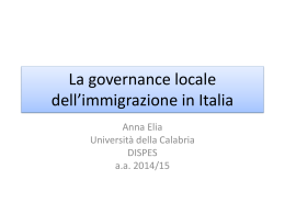 Lezione governance locale - Dipartimento di Scienze Politiche