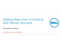 Adding New User to Existing Dell Partner Account