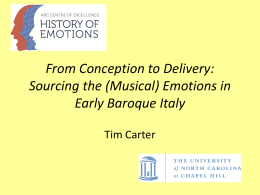 Sourcing the (Musical) Emotions in Early Baroque Italy