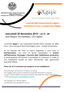 Locandina dell`evento - Università degli studi di Cagliari.