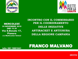 MERCOLED&Igrave; 24 NOVEMBRE 2010 ORE 15.30 Via S.Donato 17