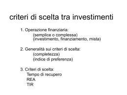 criteri di scelta tra investimenti
