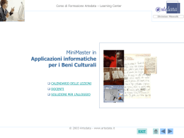 CORSO DI CATALOGAZIONE DIGITALE PER I BENI CULTURALI