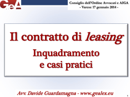 Il contratto di Leasing (CDO Avvocati e AIGA Varese17/1/2014)