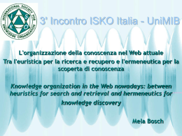 L`organizzazione della conoscenza nel Web attuale