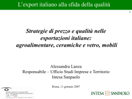 L`export italiano alla sfida della qualità Strategie di prezzo e qualità
