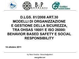 D.Lgs. 81/2008 art. 30 - Modelli di organizzazione e gestione della