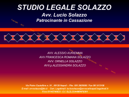 STUDIO LEGALE SOLAZZO Avv. Lucio Solazzo Patrocinante in
