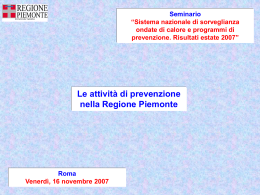 Le attivit&agrave; di prevenzione nella Regione Piemonte (pps 3 Mb)