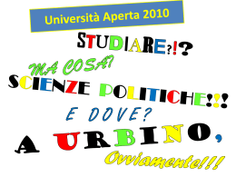 Presentazione della Facoltà - Università degli Studi di Urbino