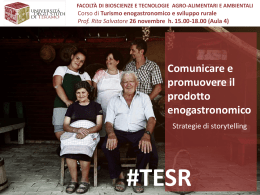 Il prodotto turistico enogastronomico