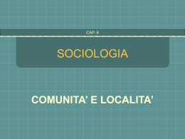 Comunita` - Localita`