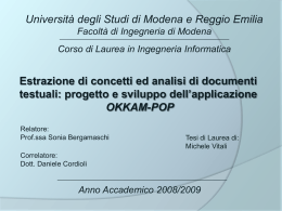 okkam-pop. - DBGroup - Università degli studi di Modena e Reggio