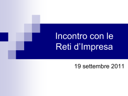 Contratti di Rete – 19/9/2011 - TrevisoSystem