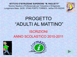 Il Progetto “Adulti al Mattino” - Istituto d`istruzione superiore M. Paglietti