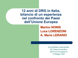 12 anni di DRG in Italia: bilancio delle esperienze europee a confronto