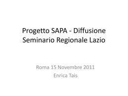 Progetto SAPA - Diffusione Seminario Regionale Lazio