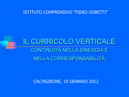 Curriculo Verticale I incontro - Istituto Comprensivo Statale Piero