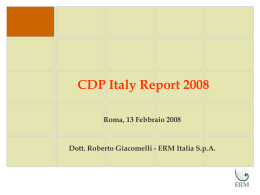 Rilievi statistici sul primo rapporto CDP per l`Italia