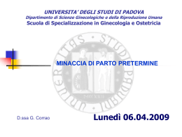 Minaccio di parto prematuro - Universit&agrave; degli Studi di Padova