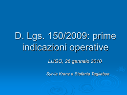 Prime indicazioni operative al D. Lgs. 150/2009