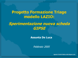 Il progetto Triage Lazio: la sperimentazione