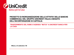 trasferimento del ramo d`azienda &ldquo;mutui&rdquo; a unicredit banca per la casa