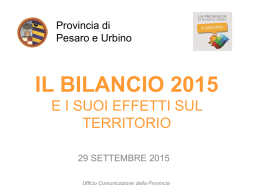 il bilancio 2015 e i suoi effetti sul territorio