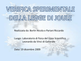 Relazione di laboratorio di Nicola Borlin e Riccardo Pariani V F 19