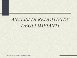 ANALISI DI REDDITIVITA` DEGLI IMPIANTI
