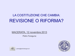 Presentazione Le riforme costituzionali