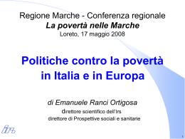 Le politiche contro la povertà in Italia
