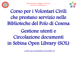 Gestione utenti - Cesena - Home - Biblioteche Universitarie del Polo