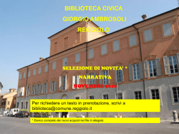 Novit&agrave; Narrativa Italiana