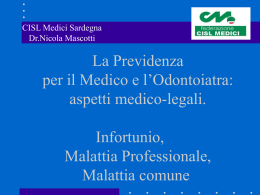 Il Medico e la Previdenza: aspetti medico