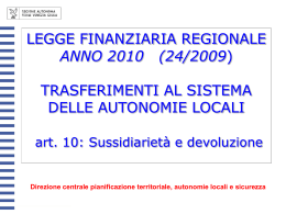 Presentazione legge regionale finanziaria 2010