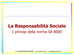 La Responsabilità Sociale - La norma SA 8000