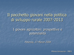 Il pacchetto giovani nella politica di sviluppo rurale 2007-2013